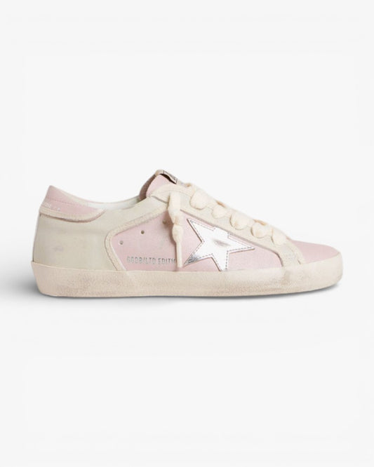 Golden Goose Super-Star LTD Pink Leather Silver Foiled Star Pink Leather Heel Tab