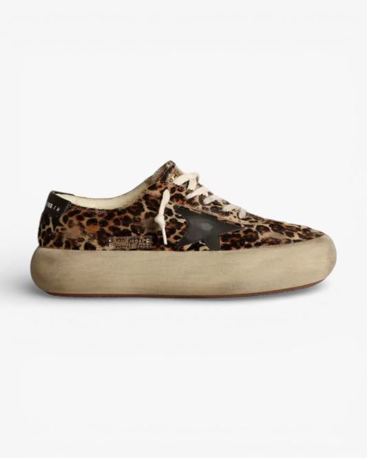 Golden Goose Space Star Leopard Pony Skin Sneakers