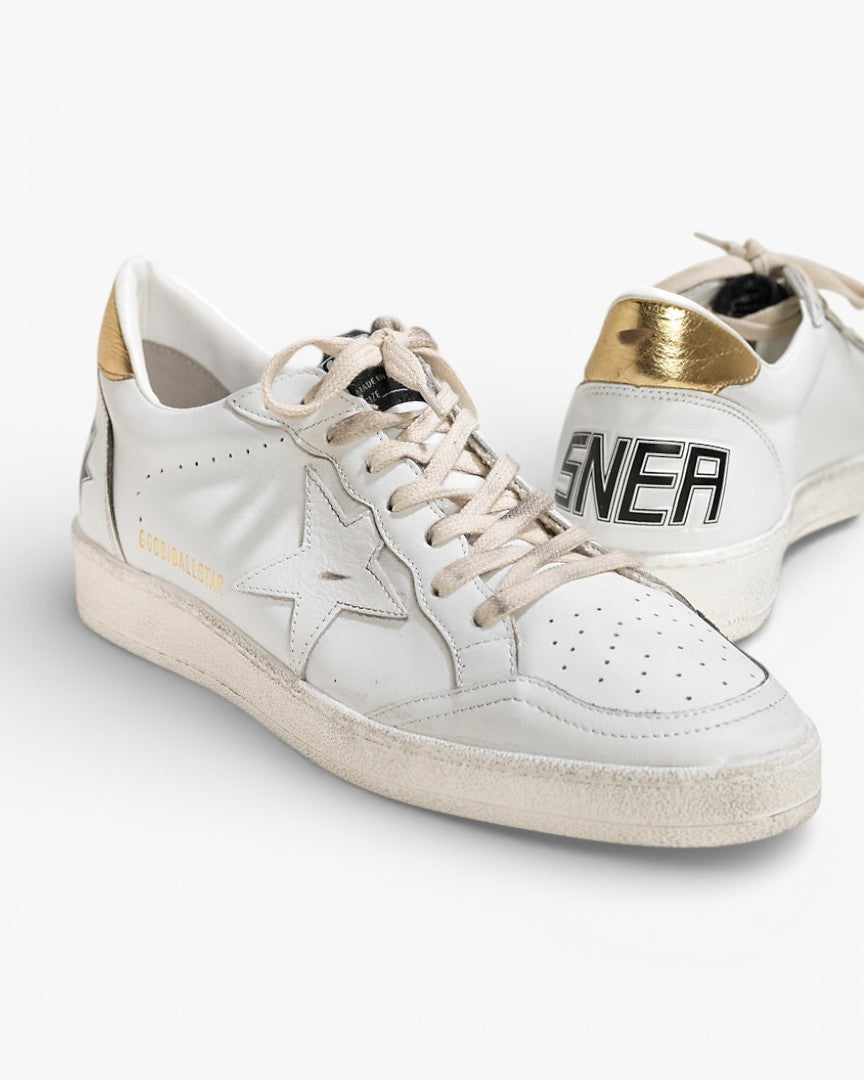 Golden Goose Ball Star Sneakers White Leather Gold Star