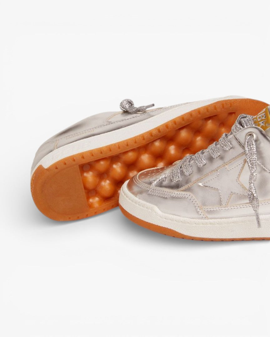 Golden Goose Yeah Silver Laminated Leather Sneakers