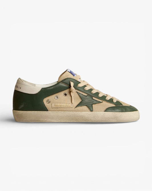 Golden Goose Men’s Super-Star LTD Cream Mesh Green Nappa Nappa Star