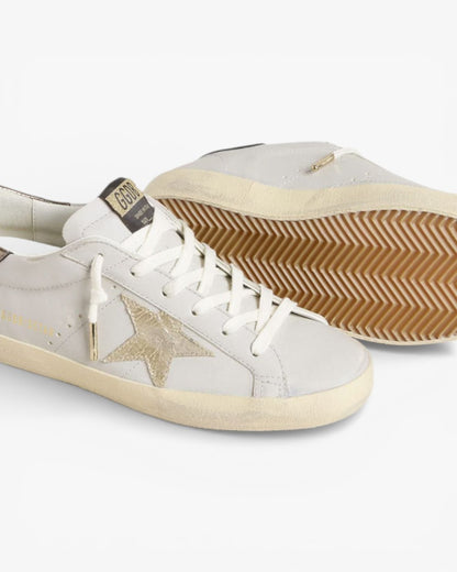 Golden Goose Super-Star Crackle Leather Star Metallic Foiled Leather Heel Tab