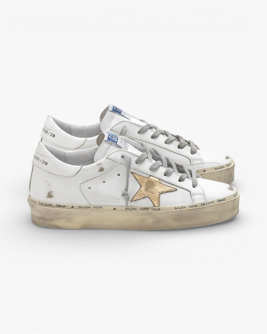 Golden Goose Hi-Star Sneakers G33WS945.A7 Calf Leather Worn Effect Leather Star