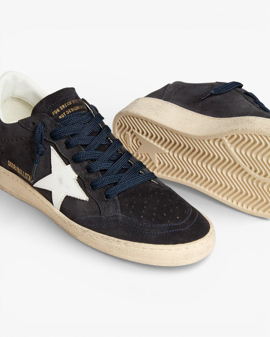 Golden Goose Ball Star Dark Blue Suede Sneakers Leather Star