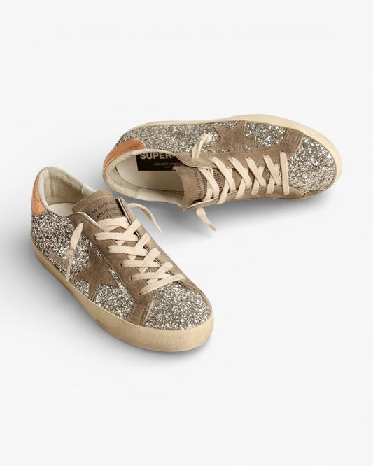 Golden Goose Super‑Star Sneakers Platinum Glitter Dove Gray