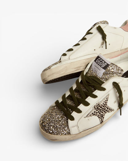 Golden Goose Super‑Star LTD Sneakers Silver Glitter Animal Print Star