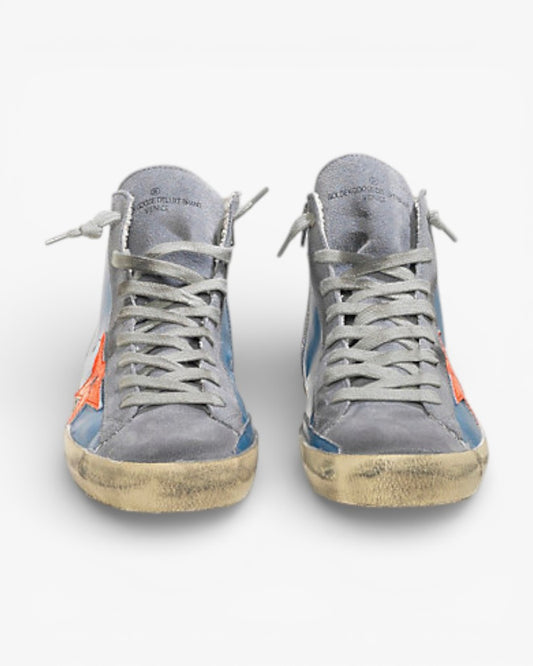 Golden Goose FRANCY Sneakers Pelle Stella Pelle Sky Red Fluo Star