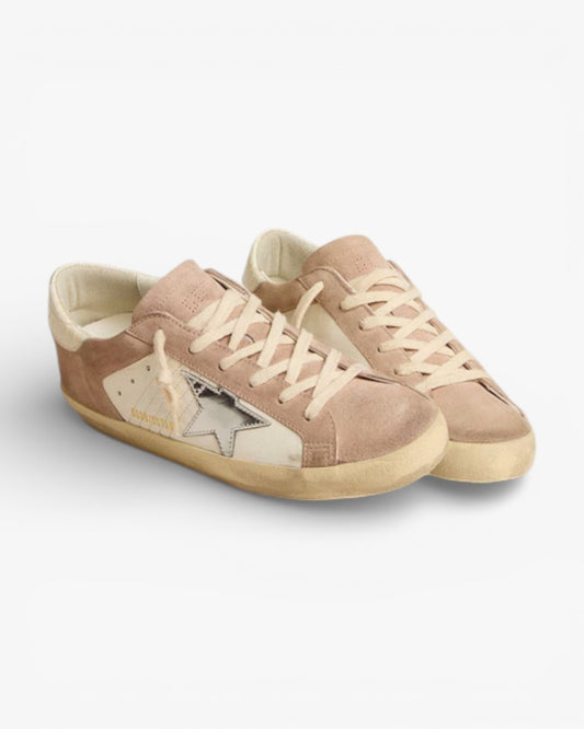 Golden Goose Women’s Super-Star Pink Suede Silver Metallic Leather Star