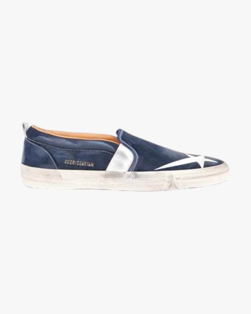 Golden Goose Seastar Blue White Handcrafted Custom Couple Sneakers