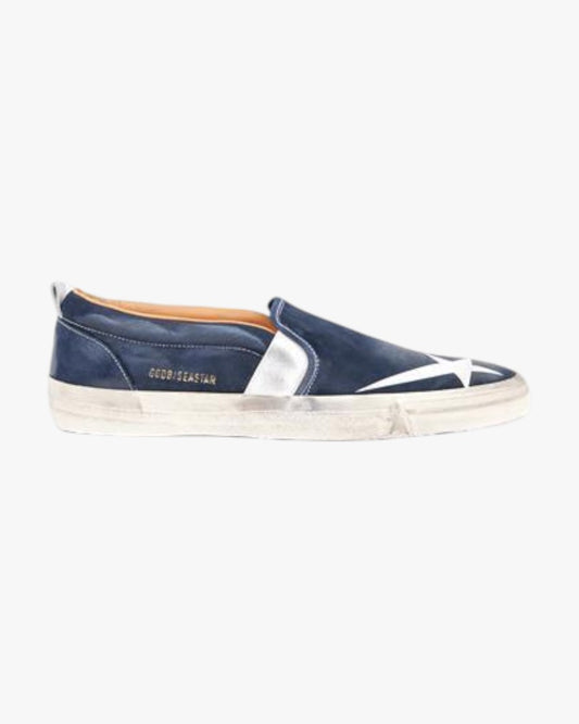 Golden Goose Seastar Blue White Handcrafted Custom Couple Sneakers
