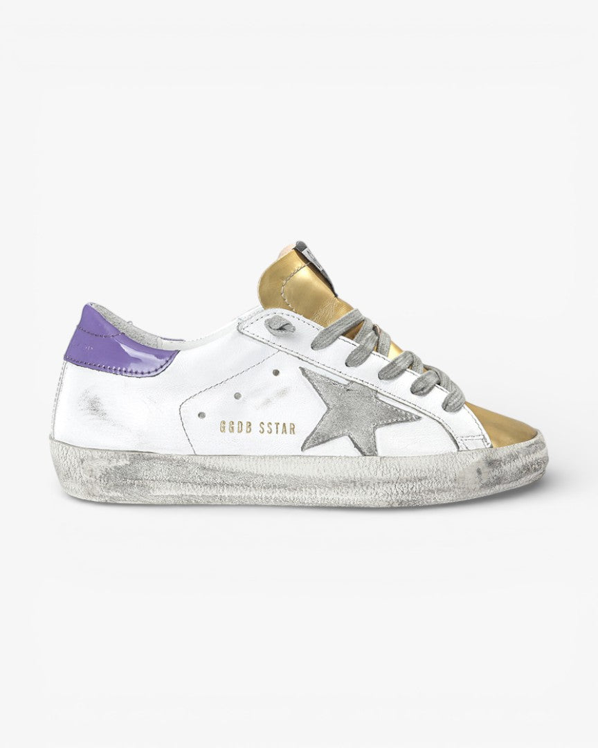 Golden Goose Super Star Sneakers Leather Suede Star White Gold