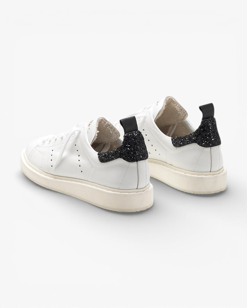 Golden Goose Starter Sneakers G30WS631.D5 Natural Calf Leather Glitter Heel Tab