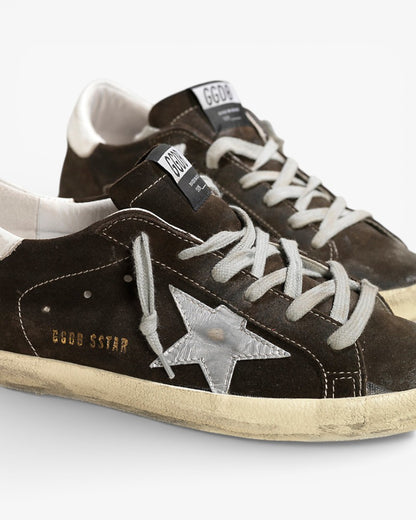 Golden Goose Super-Star Sneakers with Coffee Suede Leather Star