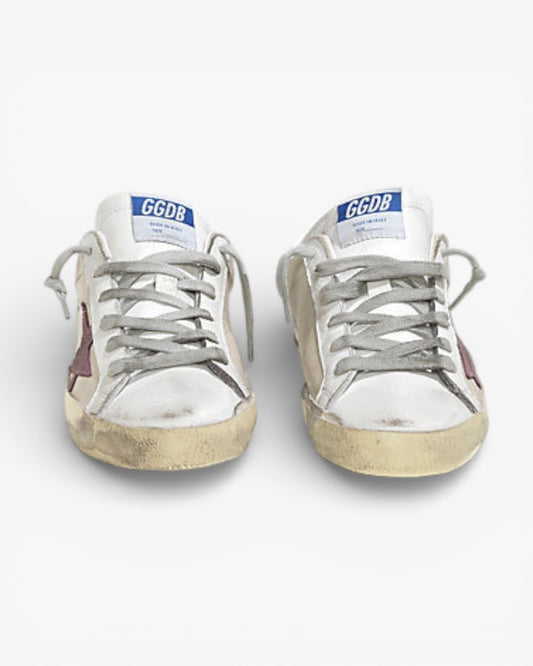 Golden Goose Super Star Leather Sneakers Suede Star Milk White Lilac