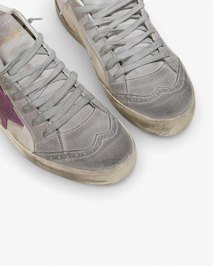 Golden Goose MID STAR Sneakers Pelle Stella Camoscio White Pink Star