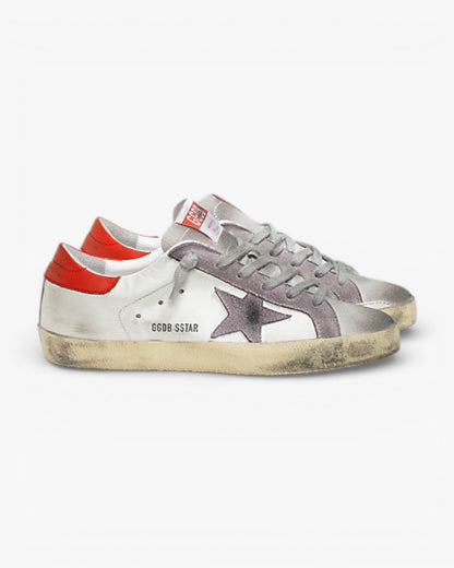 Golden Goose Super Star Leather Sneakers Suede Star White Red Violet