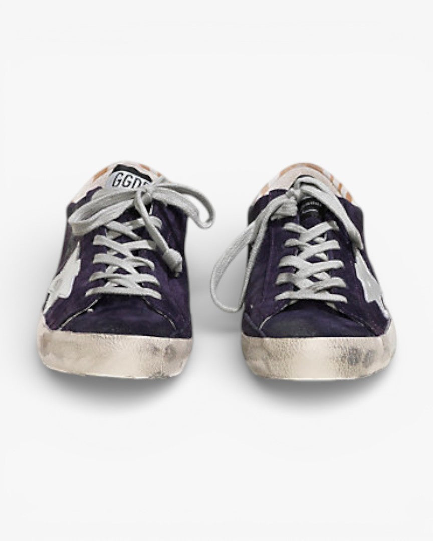Golden Goose Super‑Star Sneakers Grape Suede Silver Laminated Star