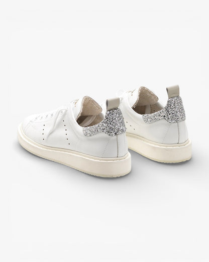 Golden Goose Starter Sneakers G30WS631.D6 Natural Calf Leather Glitter Heel Tab