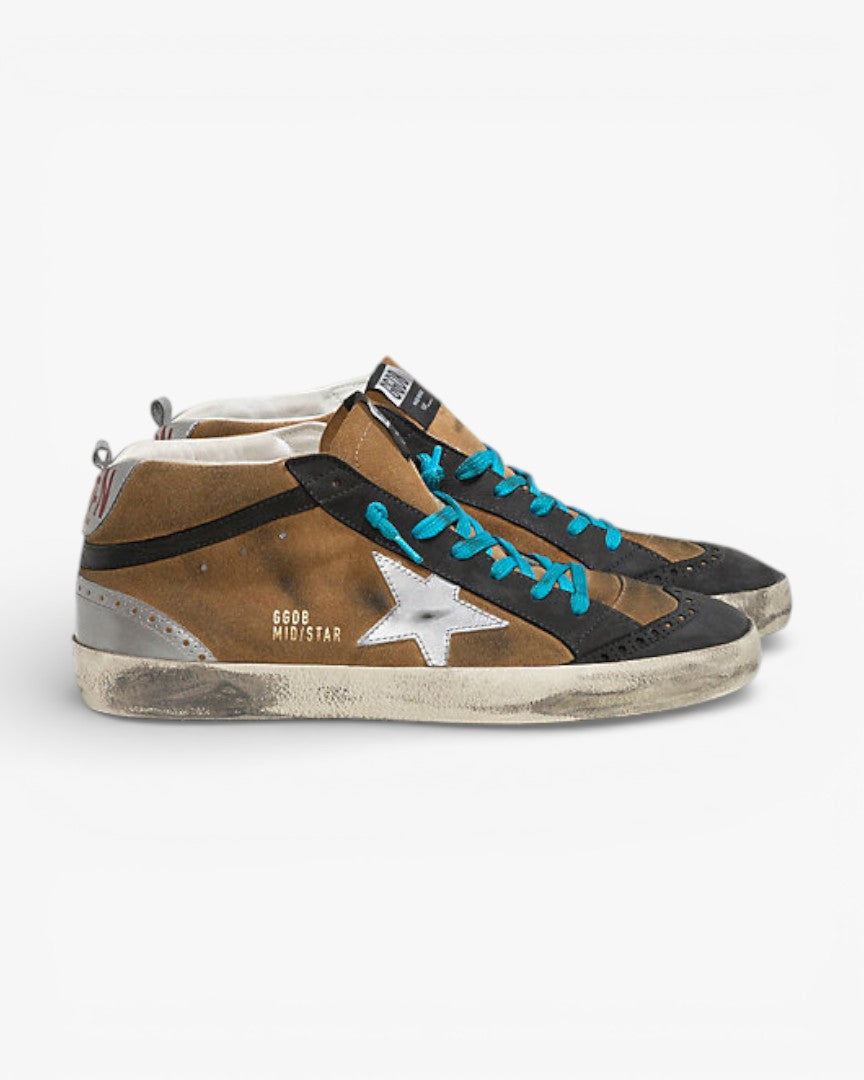 Golden Goose MID STAR Sneakers Camoscio Stella Pelle Olive Suede
