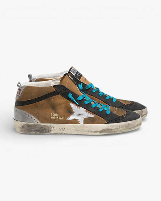 Golden Goose MID STAR Sneakers Camoscio Stella Pelle Olive Suede