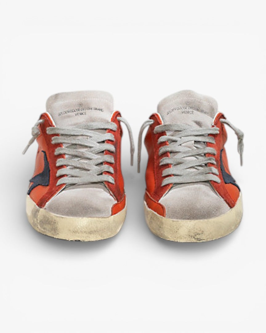 Golden Goose Super Star Leather Sneakers Suede Star Red Leather White