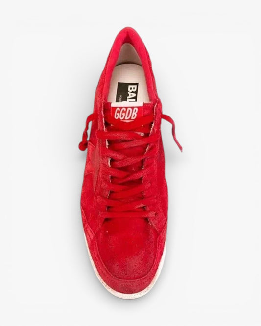 Golden Goose Red Two‑Tone Sole Luxury Sneakers