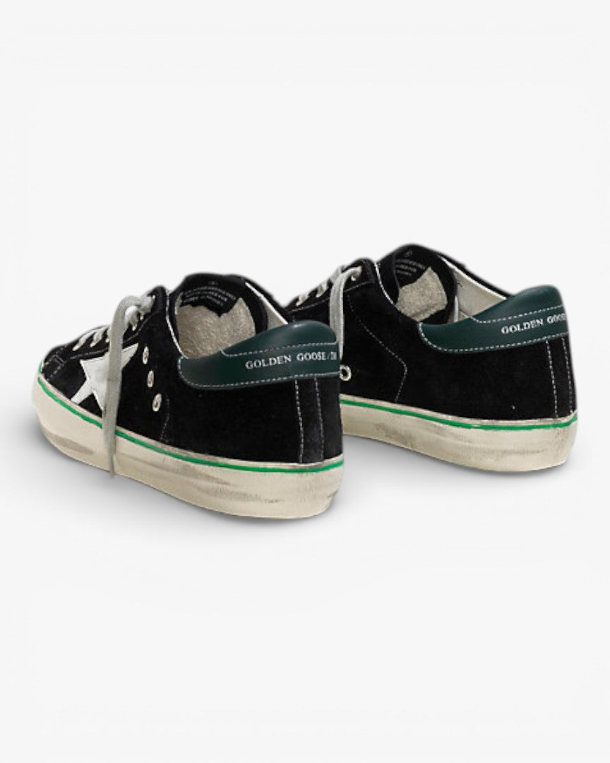 Golden Goose Super‑Star Sneakers Black Suede Petrol Leather