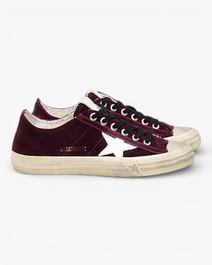 Golden Goose V‑Star 2 Sneakers Plum Velvet Leather Star