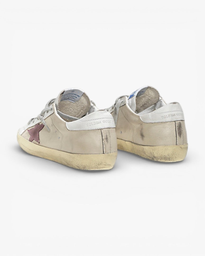 Golden Goose Super Star Leather Sneakers Suede Star Milk White Lilac