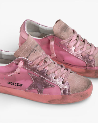 Golden Goose Super-Star Sneakers with Monochromatic Pink Leather Star