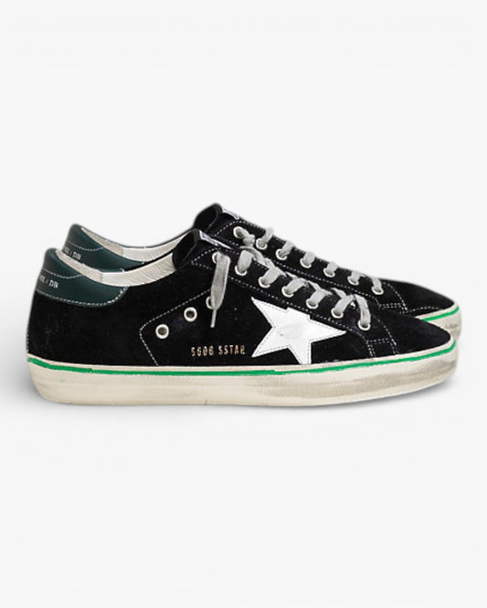 Golden Goose Super‑Star Sneakers Black Suede Petrol Leather