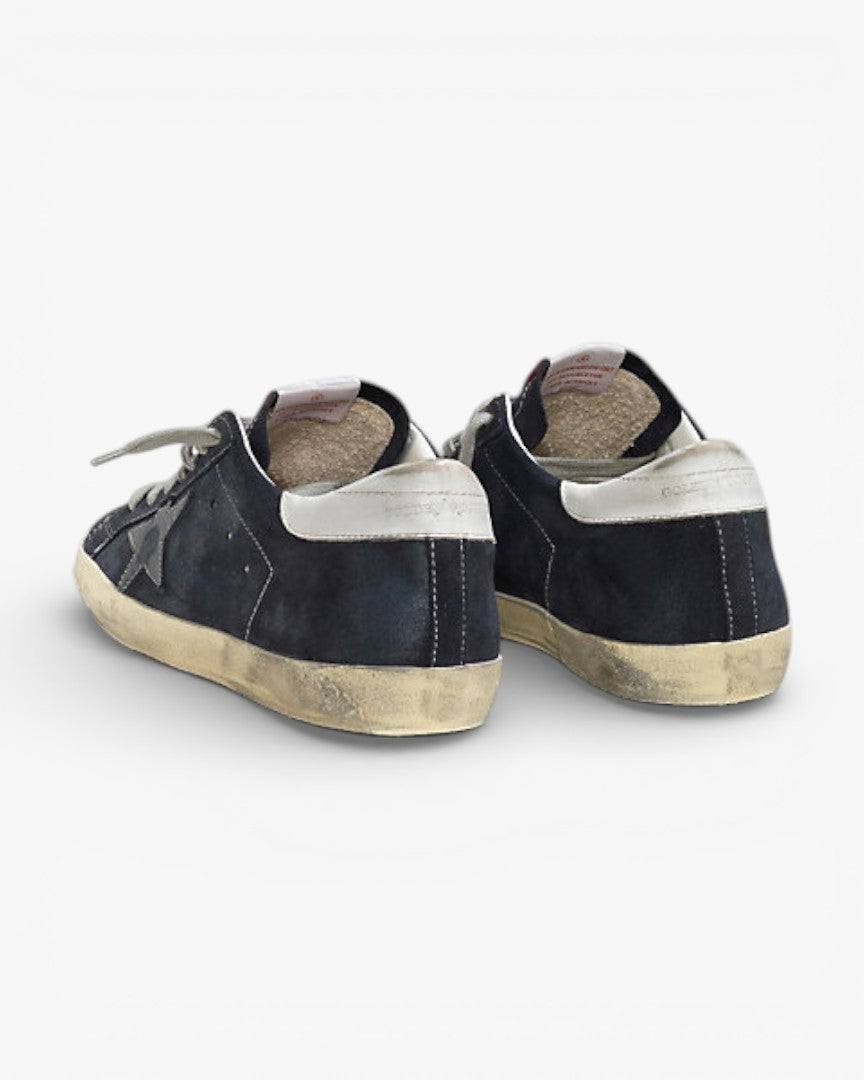Golden Goose Super-Star Sneakers with Blue Suede Leather Star