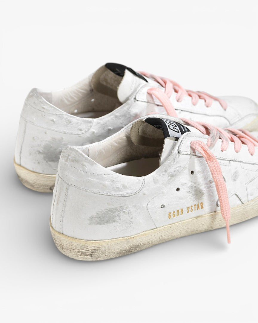 Golden Goose Super‑Star Sneakers White Ostrich Leather