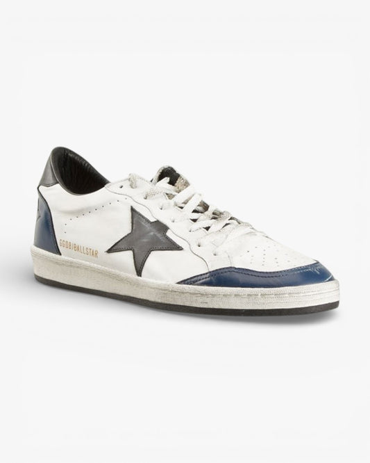 Golden Goose Ball Star White Leather Sneakers Black Star Black Heel Tab