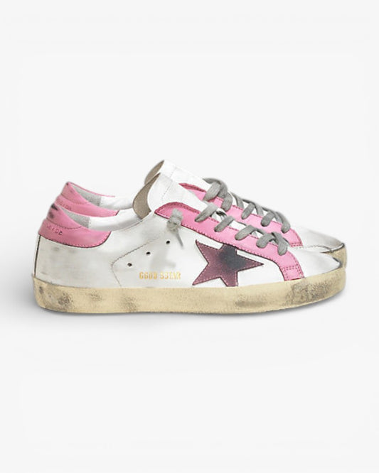 Golden Goose Super Star Leather Sneakers Suede Star White Pink