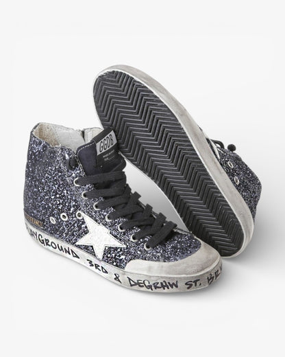 Golden Goose FRANCY Sneakers Fabric Embroidered Glitter Leather Star Space Glitter