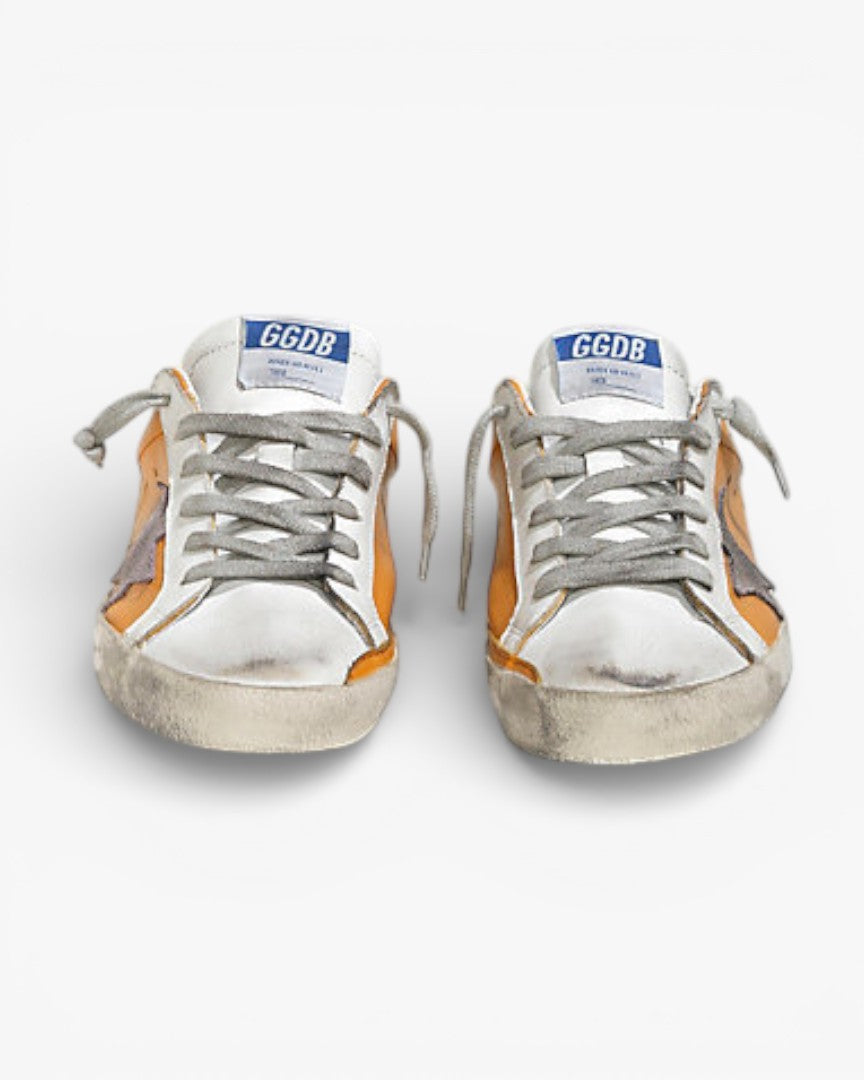 Golden Goose Super Star Leather Sneakers Suede Star Beige White Violet