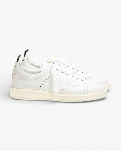 Golden Goose White Calf Leather Starter Sneakers with White Sole