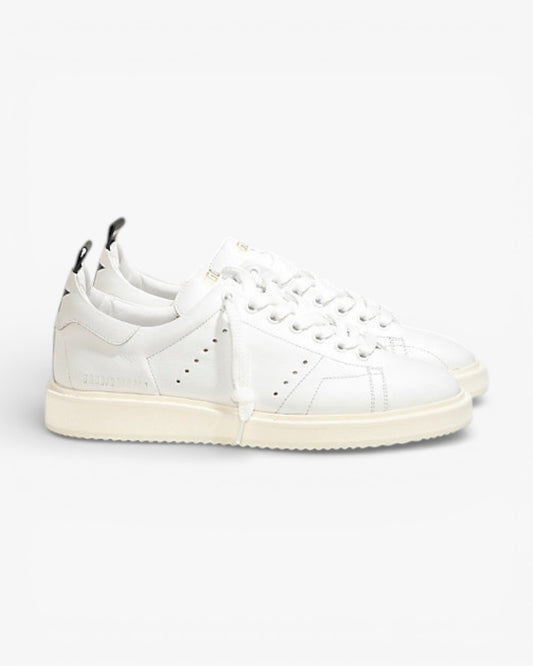 Golden Goose White Calf Leather Starter Sneakers with White Sole