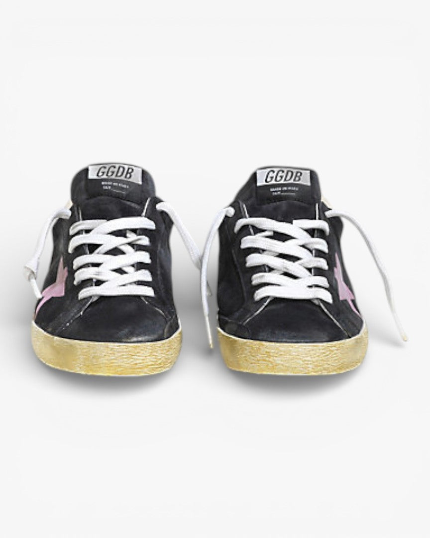 Golden Goose Super‑Star Sneakers Blue Suede Pink Velvet Star