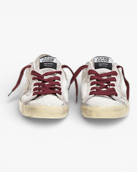 Golden Goose Super‑Star Sneakers White Glitter Suede Star