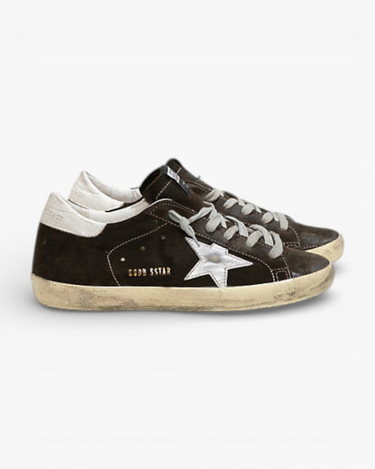 Golden Goose Super-Star Sneakers with Coffee Suede Leather Star