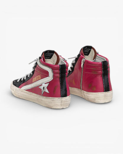 Golden Goose SLIDE Sneakers Leather Reflective Star Cyclamine Leather