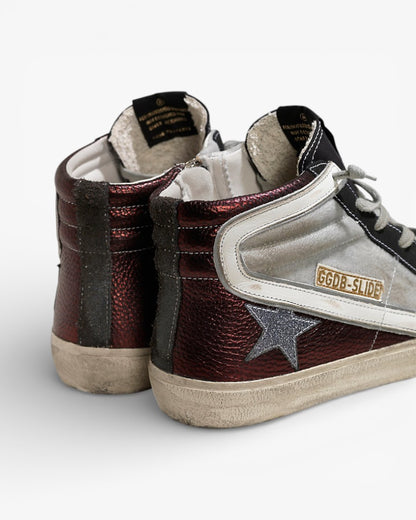 Golden Goose SLIDE Sneakers Leather Glitter Star