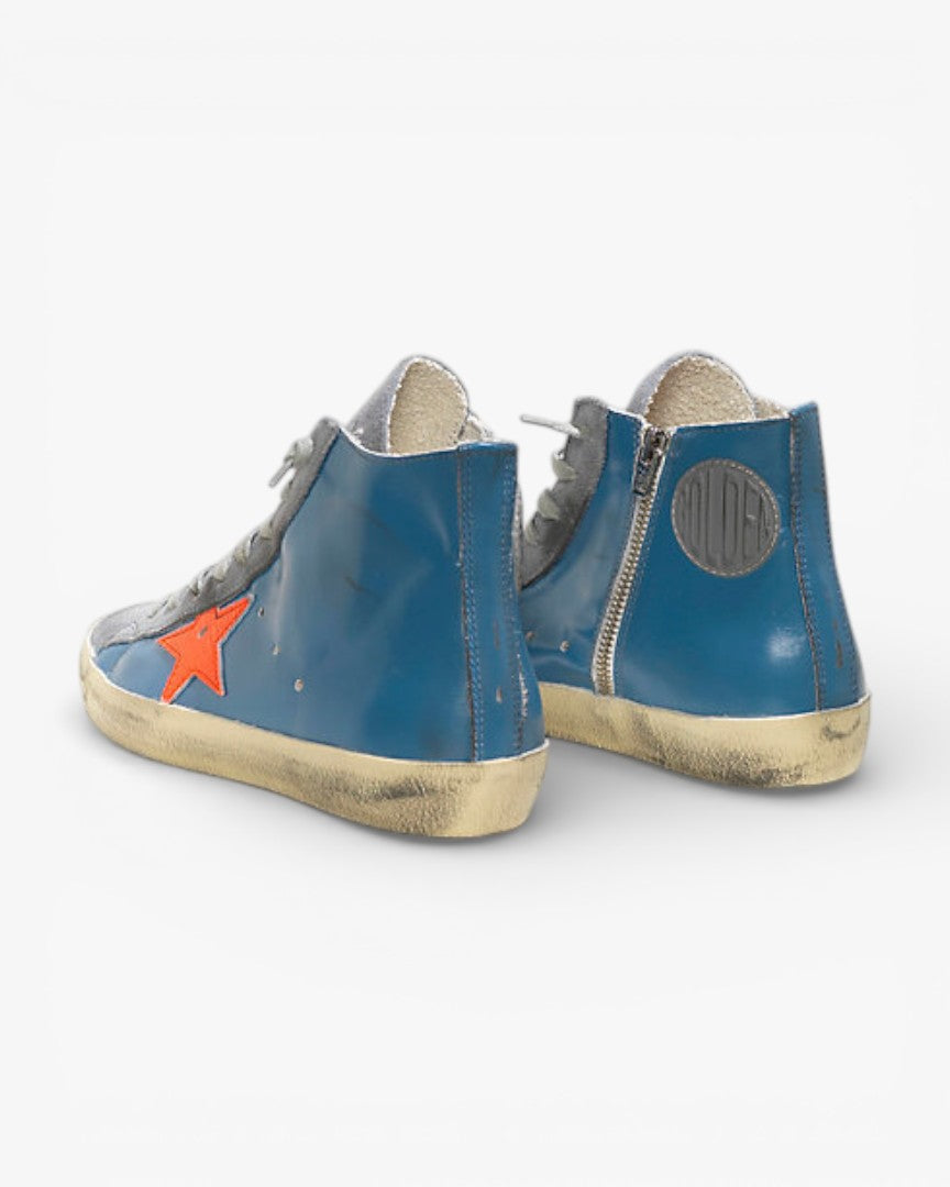 Golden Goose FRANCY Sneakers Pelle Stella Pelle Sky Red Fluo Star