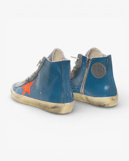 Golden Goose FRANCY Sneakers Pelle Stella Pelle Sky Red Fluo Star