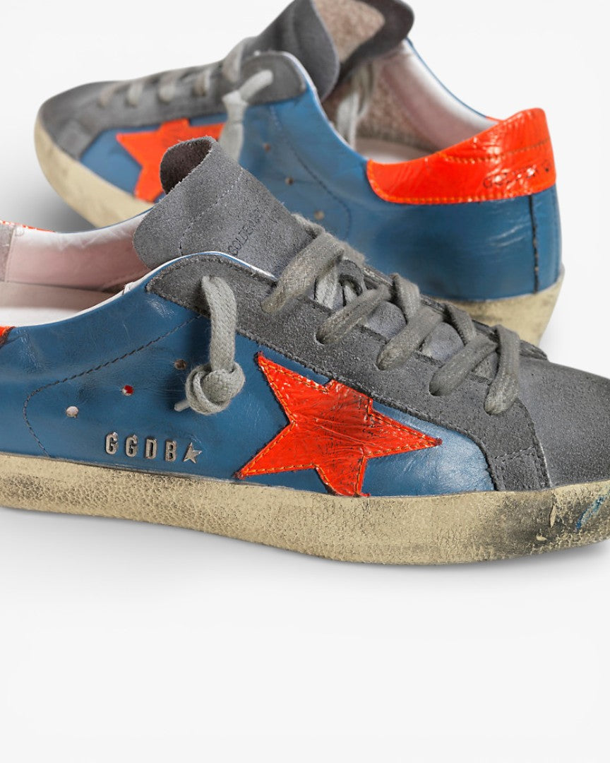 Golden Goose Super-Star Sneakers with Red Fluo Leather Star