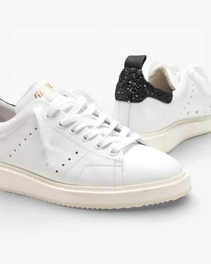 Golden Goose Starter Sneakers G30WS631.D5 Natural Calf Leather Glitter Heel Tab