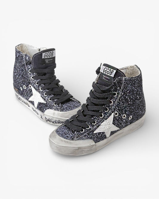 Golden Goose FRANCY Sneakers Fabric Embroidered Glitter Leather Star Space Glitter