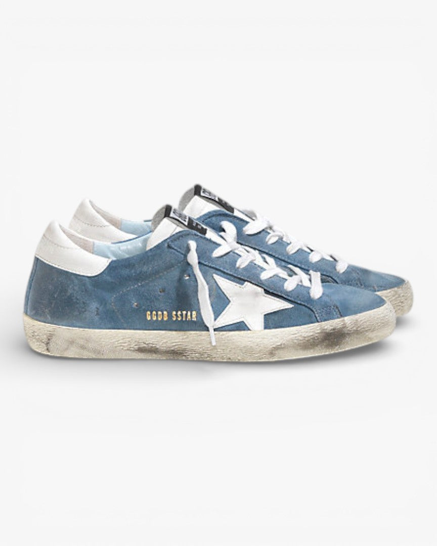 Golden Goose Super‑Star Sneakers Ciel Suede White Leather